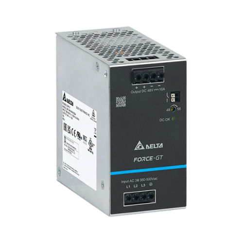 480W 10A 48VDC Three/Two Phase DIN Rail Power Supply - Screw Terminal